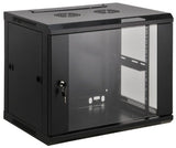 Intellinet 19" Network Cabinet - Wall Mount (Standard), 6U, 600mm Deep, Black, Assembled, Max 60kg, Suitable also for use on desk or floor, Usable Depth 500mm, Metal & Glass Door, Back Panel, Removeable Sides, Parts for wall install (eg screws/rawl plugs)