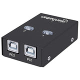 Manhattan USB-A Automatic Sharing Switch, 2x USB-B Ports, 480 Mbps (USB 2.0), Dual Control (Auto-Sensing or Manual), USB powered (no external power supply required), inc 1x 1.5m USB-A to USB-B cable