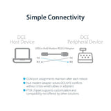 StarTech.com 6ft (1.8m) 1-Port USB to Serial RS232 Adapter, FTDI DB9 Serial DCE Adapter Cable, Null Modem, USB 2.0 - TAA