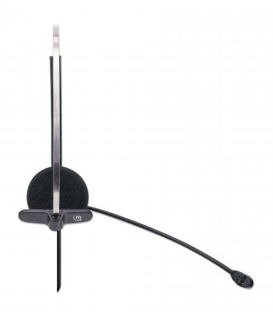 Manhattan Mono On-Ear Headset (USB), Microphone Boom (padded), Retail Box Packaging, Adjustable Headband, In-Line Volume Control, Ear Cushion, USB-A for both sound and mic use, cable 1.5m, Three Year Warranty
