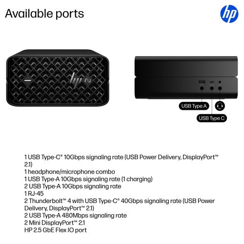 HP Z2 G1a Wolf Pro Security Edition Copilot+ PC AMD Ryzen AI Max PRO PRO 385 32 GB LPDDR5x-SDRAM 512 GB SSD Windows 11 Pro Mini PC Workstation AI Workstation, AI PC Black