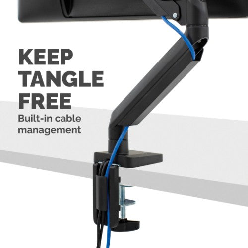 Fellowes Platinum Series Monitor Arm - Monitor Mount for 8KG 40 Inch Screens - Adjustable Monitor Desk Mount - Tilt 45° Pan 180° Swivel 360° Rotation 360°, VESA 75 x 75/100 x 100 - Black