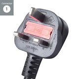 connektgear 3m 8 Way Horizontal Rack Mount Power Extension Block UK Plug to 8 x C13 Sockets - Black