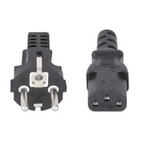Manhattan Mains Power Cord/Cable, Euro 2-pin plug (CEE 7/4 Schuko) to C13 Female (kettle lead), 3m, 10A, Black, Lifetime Warranty