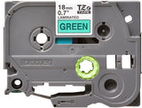 Brother TZE-741 DirectLabel black on green Laminat 18mm x 8m for Brother P-Touch TZ 3.5-18mm/36mm/6-18mm/6-24mm/6-36mm