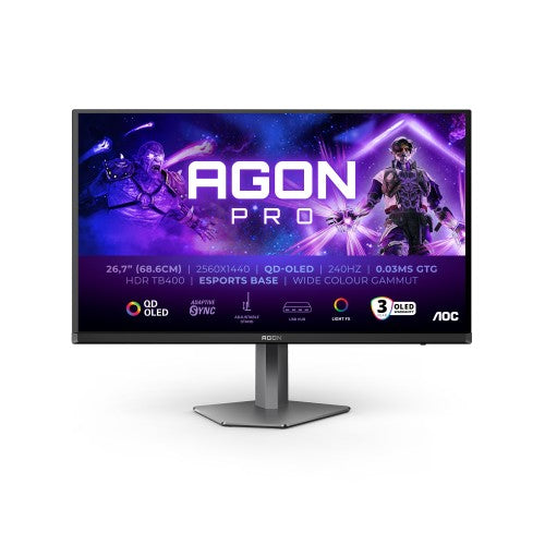 AOC AGON PRO AG276QZD2 computer monitor 67.3 cm (26.5") 2560 x 1440 pixels Quad HD QD-OLED Grey
