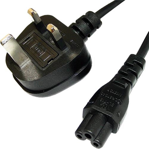 Cablenet 2m UK (5 Amp) - IEC C5 Cloverleaf Black PVC 0.75mm Power Leads  - Computer Cables - Cablenet