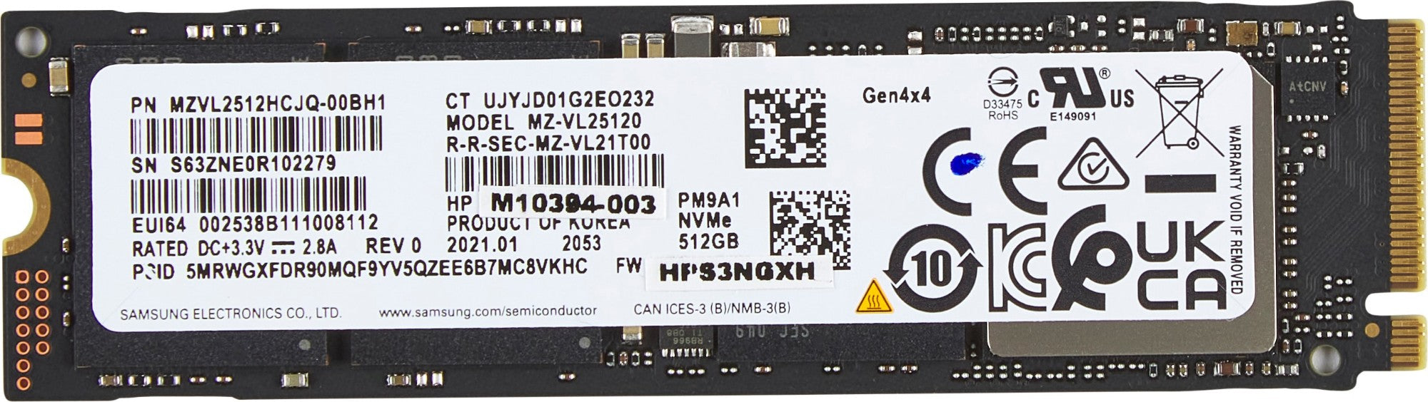 512GB PCIe-4x4 NVMe Solid State Drive