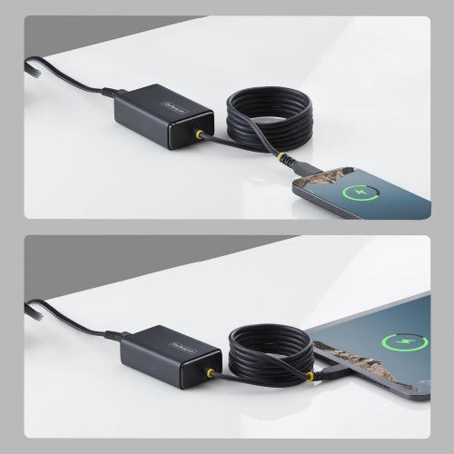 StarTech.com 65W USB-C Laptop Charger, 1.5m Tethered USB-C Cable, Power Adapter Brick for Dell, XPS, HP ProBook, MacBook Pro, Microsoft Surface Pro