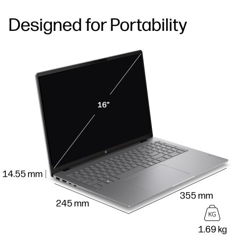HP OmniBook 5 Laptop Next Gen AI 16-bm0000nax Copilot+ PC Intel Core Ultra 7 40.6 cm (16") 2K 16 GB LPDDR5x-SDRAM 512 GB SSD Wi-Fi 6 (802.11ax) Windows 11 Home Silver