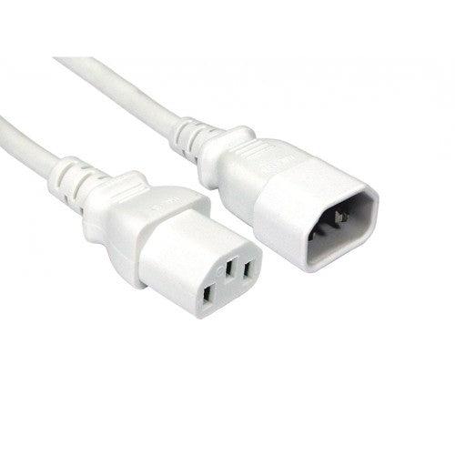 Cables Direct IEC Extension Cable C13 / C14 1.8m White C14 coupler C13 coupler
