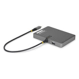StarTech.com USB-C to Quad-Monitor Workstation Adapter, 4K 60Hz DisplayPort, 140W PD Passthrough for Laptop Charging, USB Port for Wireless Keyboard / Mouse, TAA