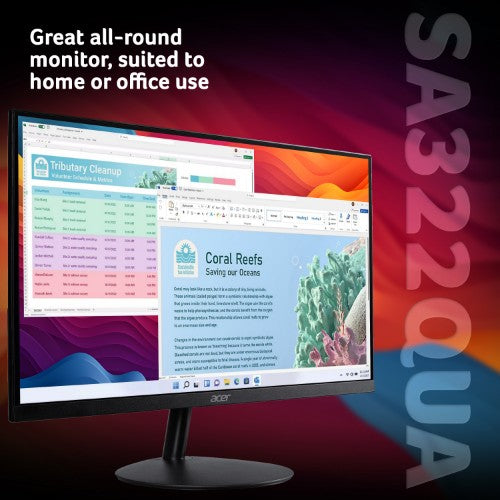 Acer SA322QUE - 32" Quad HD (2560x1440), 100Hz, 1ms, DP, HDMI, Black
