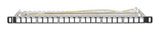 Intellinet 19" 24-Port Shielded Blank Patch Panel, 0.5U, Unloaded 19-inch Rackmount Keystone Panel for High-density Installations, Removable Cable-Management Bar, Black