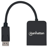 Manhattan DisplayPort 1.2 to 2-Port HDMI Splitter Hub with MST, 4K@30Hz, USB-A Powered, Video Wall Function, HDCP 2.2, Black, MST = Multi-Stream Transport, 3 Year Warranty