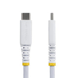 StarTech.com 3m (10ft) White USB-C Charging Cable, 60W (3A) PD, Dual-Layer Braided Nylon/TPE Jacket, Rugged USB C Charging Cord, USB 2.0 Laptop Charger Cable
