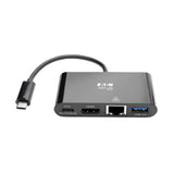 Tripp Lite U444-06N-H4GUBC USB-C Multiport Adapter - 4K HDMI, USB 3.x (5Gbps) Hub Port, GbE, 60W PD Charging, HDCP, Black