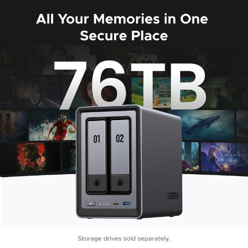 Ugreen NETWORK ATTACHED DXP2800 DISKLESS UK NAS Desktop Intel® N N100 8 GB DDR5 0 TB UGOS Pro