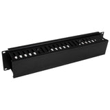 StarTech.com Horizontal 2U Server Rack Cable Management Finger Duct w/ Cover - 19" Network Rack Wire Duct Raceway Panel - Slotted Wire Duct