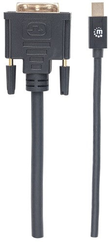 Manhattan Mini DisplayPort 1.2a to DVI-D 24+1 Cable, 1080p@60Hz, 1.8m, Male to Male, Compatible with DVD-D, Black, Lifetime Warranty