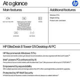 HP EliteDesk 8 Tower G1i AI Intel Core Ultra 9 285 32 GB DDR5-SDRAM 1 TB SSD Windows 11 Pro PC AI PC Black