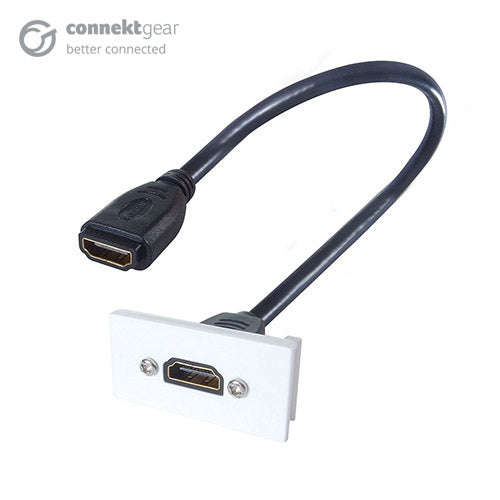 connektgear 0.3m AV Snap-In HDMI Module 25 x 50mm - Socket to Socket - White  - Wiring Devices & Accessories - connektgear