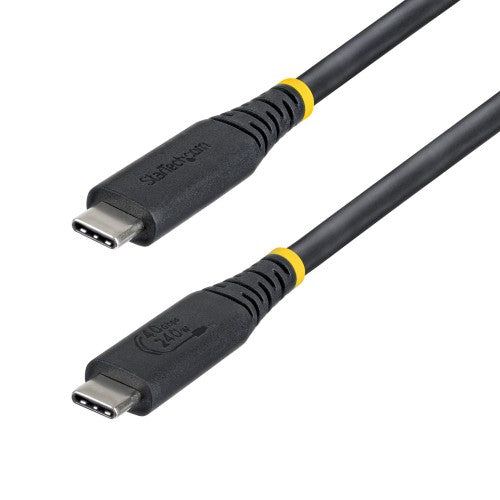 StarTech.com 50cm (1.6ft) USB4 Cable, 40Gbps, USB-IF Certified USB-C Cable, 240W PD, 8K 60Hz/4K 240Hz DP2.1 DP40, TPE Jacket, Thunderbolt 4 Compatible - Black USB-C Cord