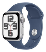 Apple Watch SE GPS 40mm Silver Aluminium Case with Denim Sport Band - S/M