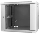 Intellinet 19" Network Cabinet - Wall Mount (Standard), 9U, 600mm Deep, Grey, Assembled, Max 60kg, Suitable also for use on desk or floor, Usable Depth 500mm, Metal & Glass Door, Back Panel, Removeable Sides, Parts for wall install (eg screws/rawl plugs)