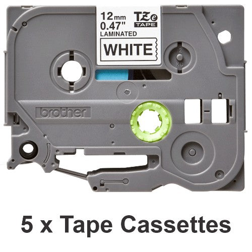 Brother TZE-231M5 DirectLabel black on white Laminat 12mm x 8m Pack=5 for Brother P-Touch TZ 3.5-18mm/6-12mm/6-18mm/6-24mm/6-36mm