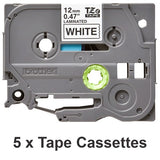 Brother TZE-231M5 DirectLabel black on white Laminat 12mm x 8m Pack=5 for Brother P-Touch TZ 3.5-18mm/6-12mm/6-18mm/6-24mm/6-36mm