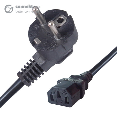 2m European Mains Power Cable Schuko Plug to C13 Socket