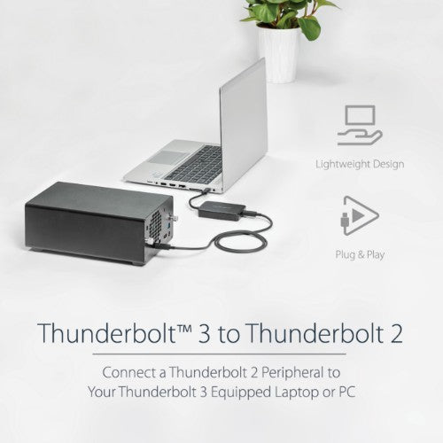 StarTech.com Thunderbolt 3 to Thunderbolt 2 Adapter - TB3 Laptop to TB2 Displays & Devices - Thunderbolt 2 20Gbps or Thunderbolt 1 10Gbps Converter - Thunderbolt 3 Certified- Windows/Mac