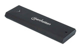 Manhattan M.2 NVMe SSD Enclosure, USB-C Female Connection, 10 Gbps (USB 3.2 Gen2 aka USB 3.1), UASP-compliant, SuperSpeed+ USB, Aluminum, Black, Three Year Warranty
