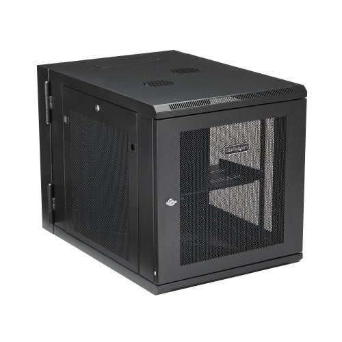 StarTech.com 4-Post 12U Wall Mount Network Cabinet with 1U Shelf, 19" Hinged Wall-Mounted Server Rack for Data / AV / Electronics / Computer Equipment, Flexible Vented Rack Enclosure