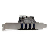 StarTech.com 4 Port PCI Express (PCIe) SuperSpeed USB 3.0 Card Adapter w/ 2 Dedicated 5Gbps Channels - UASP - SATA / LP4 Power