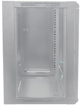 Intellinet 19" Network Cabinet - Wall Mount (Standard), 9U, 450mm Deep, Grey, Flatpack, Max 60kg, Suitable also for use on desk or floor, Usable Depth 260mm, Metal & Glass Door, Back Panel, Removeable Sides, Parts for wall install (eg screws/rawl plugs) n