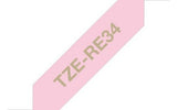 Brother TZE-RE34 DirectLabel gold on pink non adhesive textil 12mm x 4m for Brother P-Touch TZ 3.5-18mm/6-12mm/6-18mm/6-24mm/6-36mm