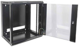 Intellinet 19" Network Cabinet - Wall Mount (Standard), 6U, 450mm Deep, Black, Flatpack, Max 60kg, Suitable also for use on desk or floor, Usable Depth 270mm to 350mm, Metal & Glass Door, Back Panel, Removeable Sides,Parts for wall installation not includ