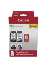 Canon 8287B008/PG-545+CL-546 Printhead cartridge multi pack black + color + Photopaper 50 sheet, 2x180 pages ISO/IEC 24711 8ml Pack=2 for Canon Pixma MG 2450