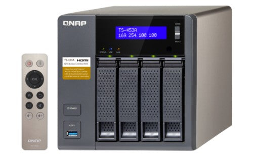 QNAP TS-453A NAS Tower Intel® Celeron® N3150 4 GB DDR3L 12 TB HDD QNAP Turbo System Aluminium, Black