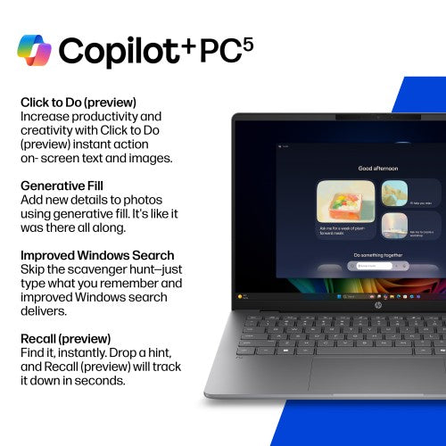 HP OmniBook 5 Laptop Next Gen AI 14-hh0500sa Copilot+ PC Intel Core Ultra 5 322 35.6 cm (14") 2K 16 GB LPDDR5x-SDRAM 512 GB SSD Wi-Fi 6 (802.11ax) Windows 11 Home Blue