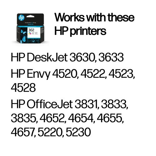 HP F6U65AE/302 Printhead cartridge color, 150 pages ISO/IEC 24711 4ml for HP DeskJet 1110/2130/OfficeJet 5200