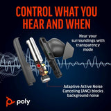 HP Poly Voyager Free 60+M UC Carbon Black Earbuds +BT700 USB-C Adapter +Touchscreen Charge Case