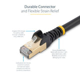 StarTech.com 0.50m CAT6a Ethernet Cable - 10 Gigabit Shielded Snagless RJ45 100W PoE Patch Cord - 10GbE STP Network Cable w/Strain Relief - Black Individually Tested/Wiring is UL Certified/TIA