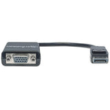 Manhattan DisplayPort to VGA HD15 Converter Cable, 15cm, Male to Female, Active, DP With Latch, Black, Lifetime Warranty, Equivalent to DP2VGA2.