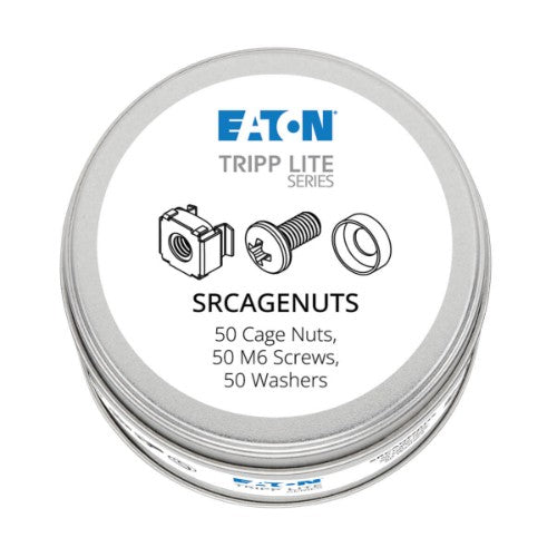 Tripp Lite SRCAGENUTS SmartRack Square Hole Hardware Kit with 50 M6 screws and washers