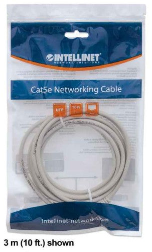 Intellinet Network Patch Cable, Cat6, 5m, Grey, CCA, U/UTP, PVC, RJ45, Gold Plated Contacts, Snagless, Booted, Lifetime Warranty