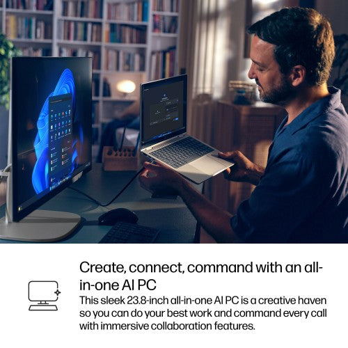 HP EliteStudio 8 All-in-One G1i 23.8 inch Desktop AI PC Intel Core Ultra 7 60.5 cm (23.8") 1920 x 1080 pixels 24 GB DDR5-SDRAM Windows 11 Pro Wi-Fi 7 (802.11be) Silver