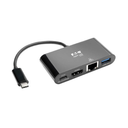 Tripp Lite U444-06N-H4GUBC USB-C Multiport Adapter - 4K HDMI, USB 3.x (5Gbps) Hub Port, GbE, 60W PD Charging, HDCP, Black